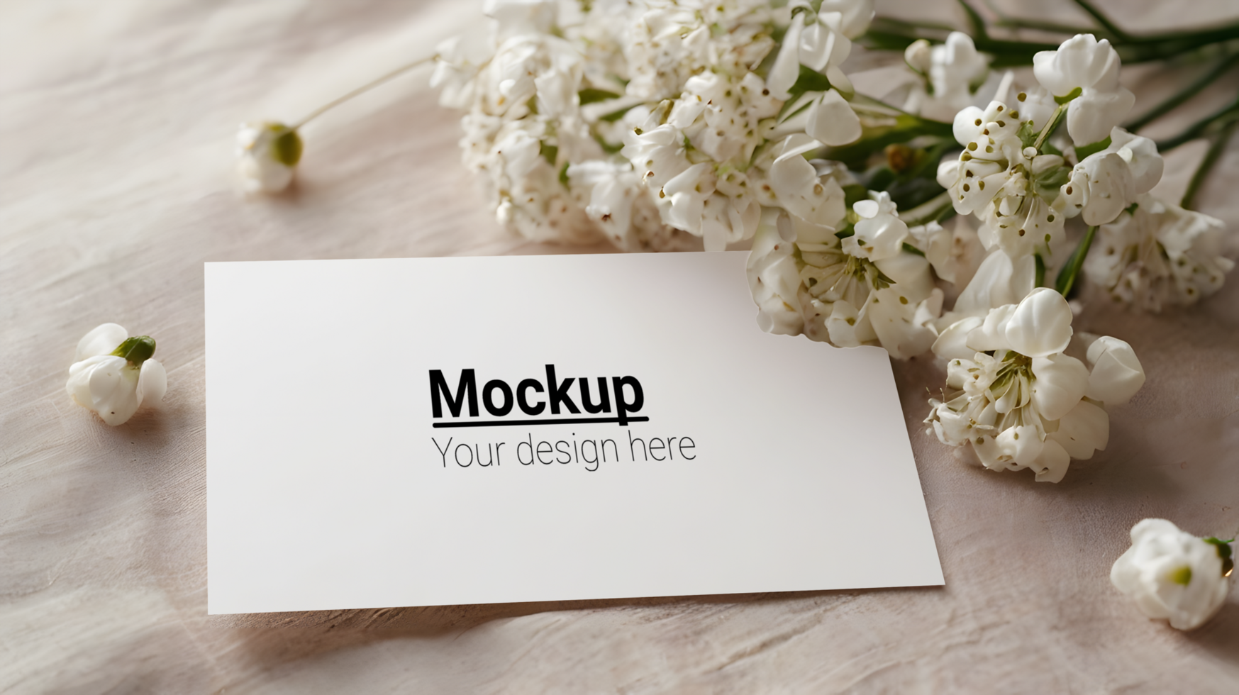 Flowers mockup with white paper and flowers psd