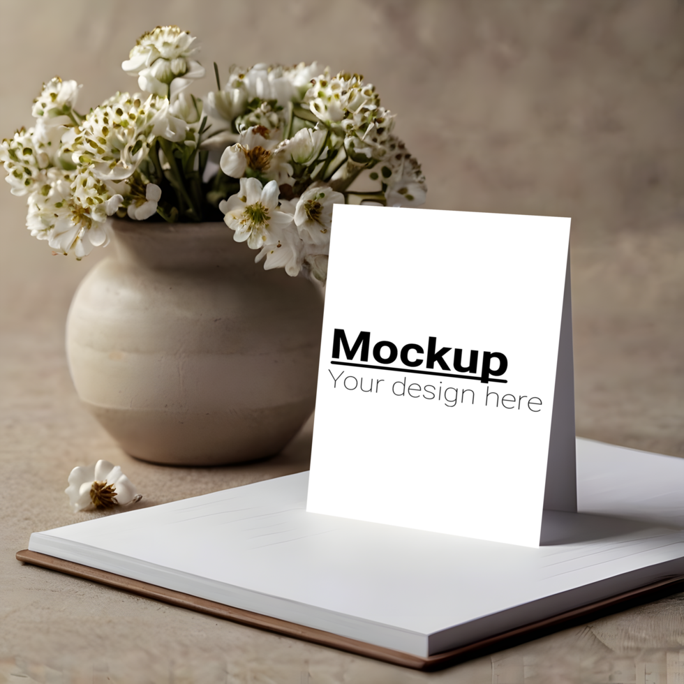White card mockup on a table psd