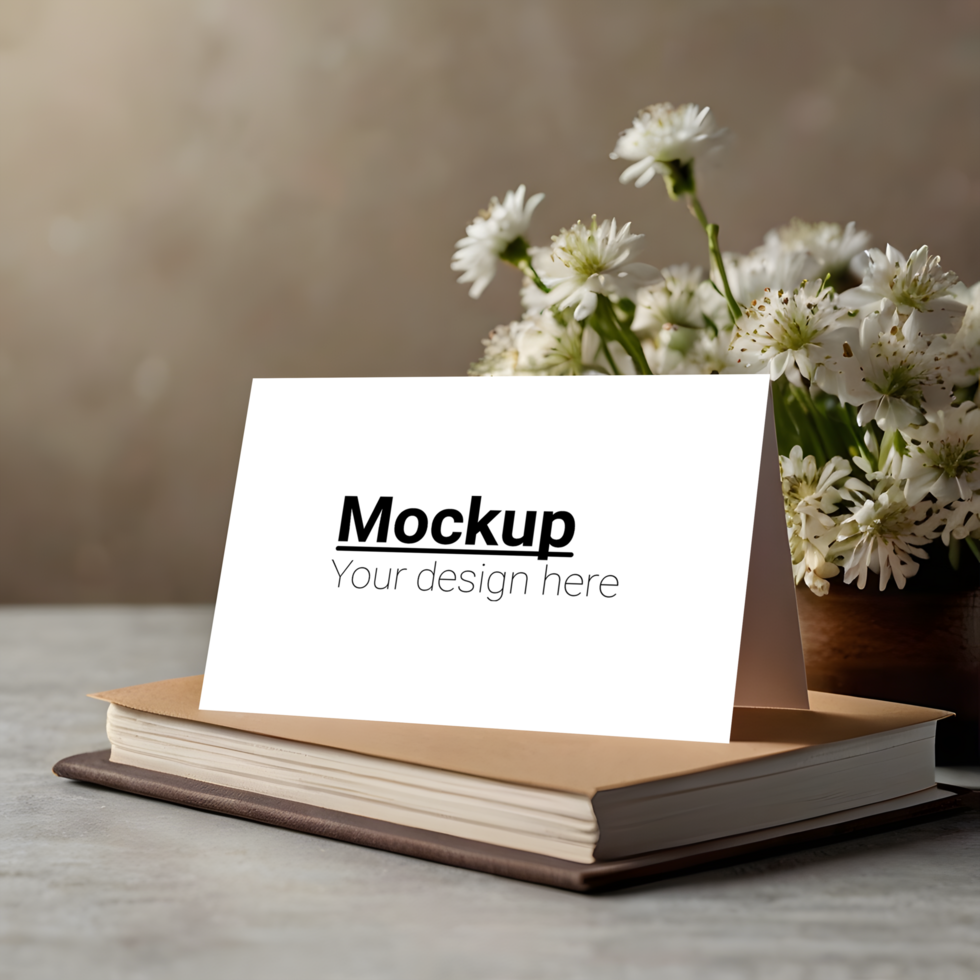 White card mockup on a table psd