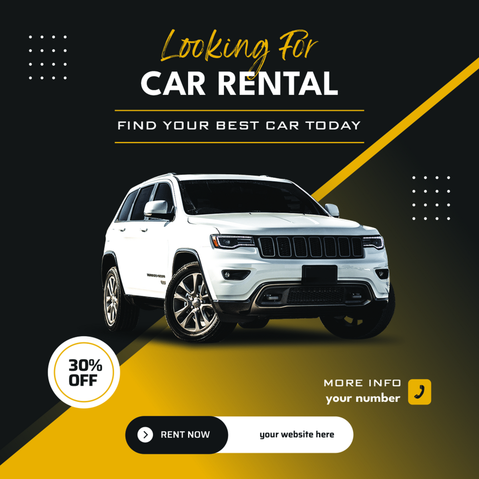 Car rental and automotive social media post template modern square psd