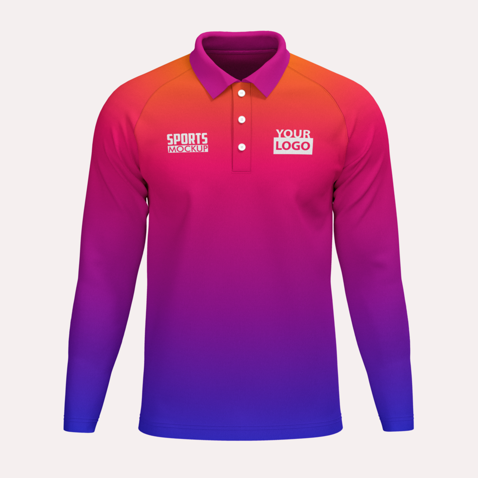 mens raglan longsleeve with three buttons polo shirt mockup front view psd