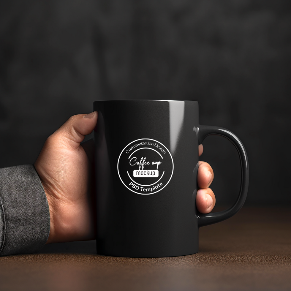 black coffee cup logo mockup psd