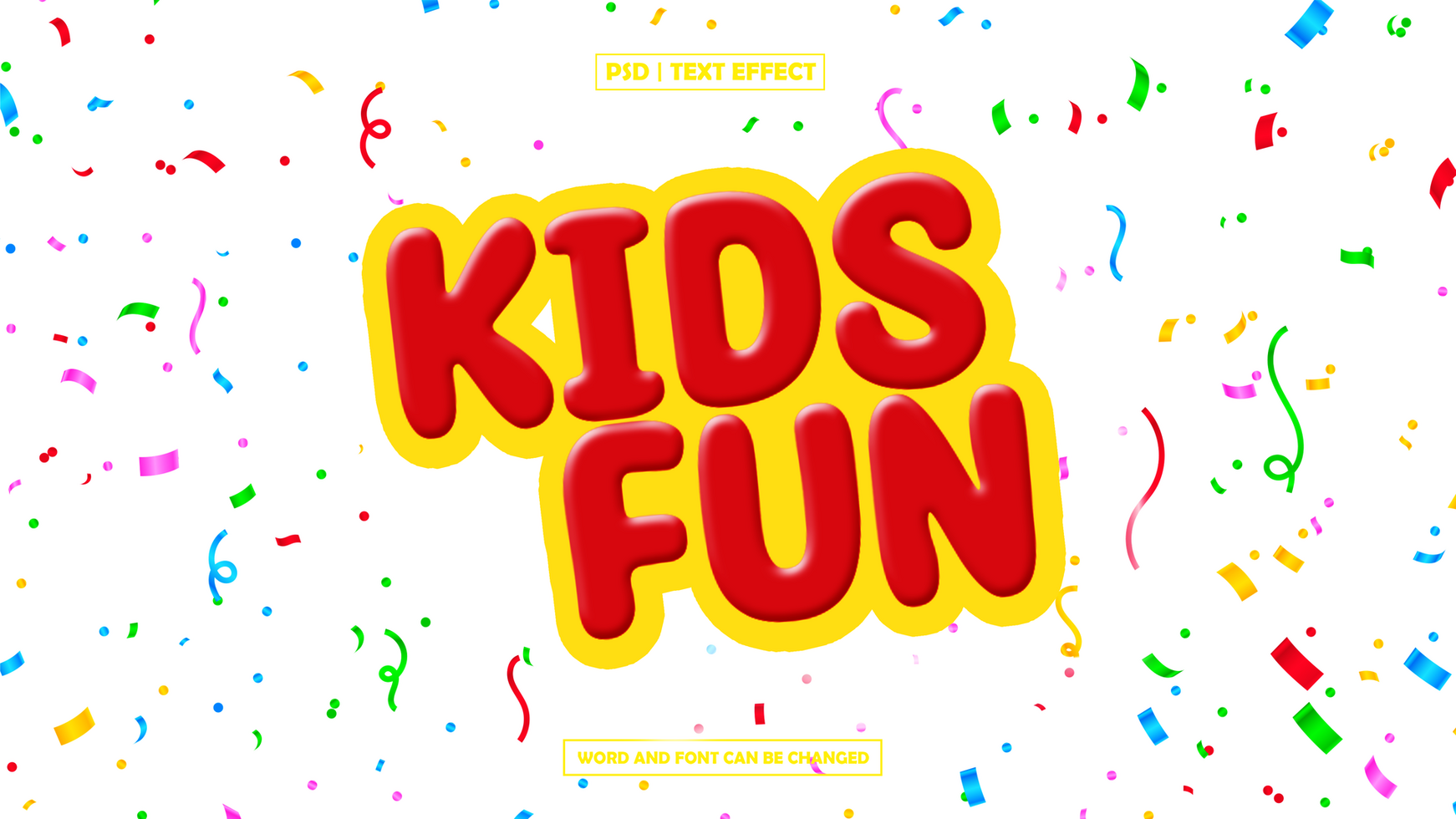 Text Effect kids Style With conperti psd