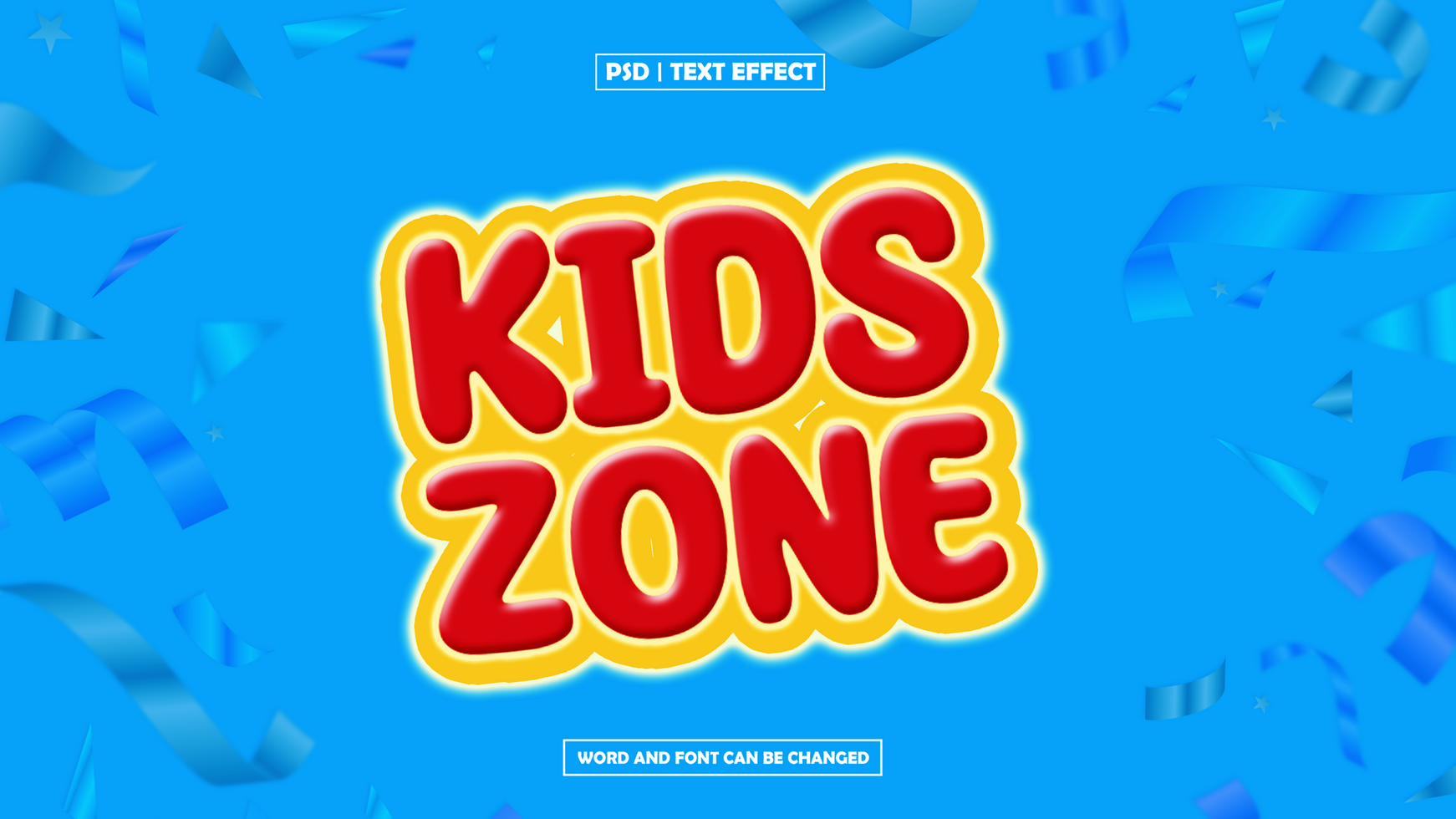 Kids Zone 3D Editable Text Effect psd