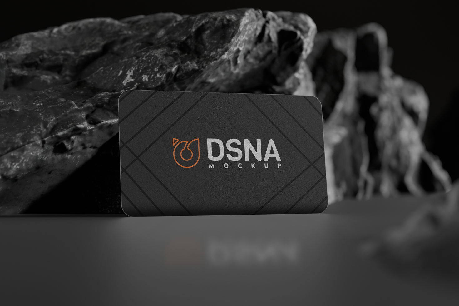 Business card with a mock-up of a decoration on a luxurious black stone - template for business use psd