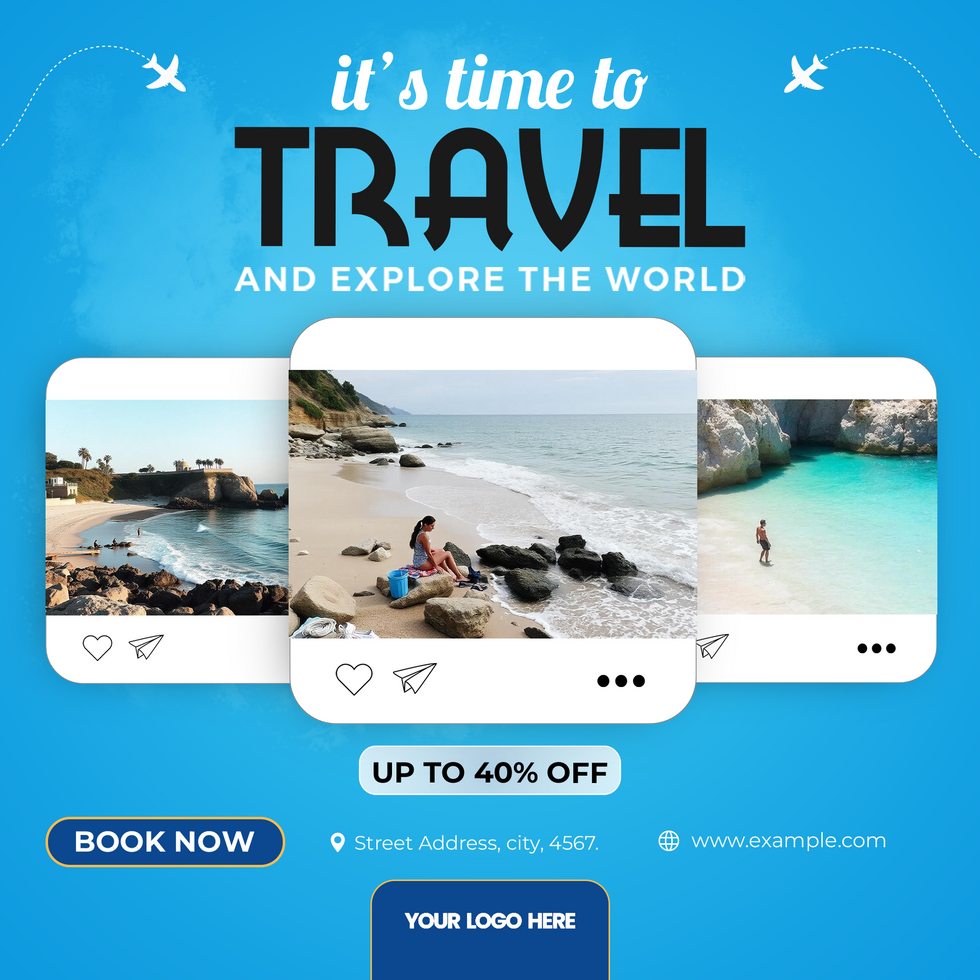 Travel and tourism Social Media post template psd