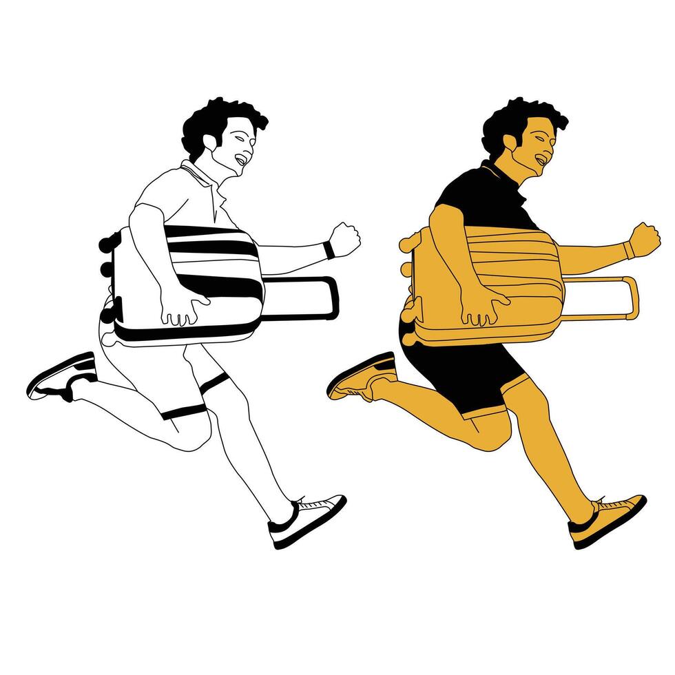 Person with a travel bag vector