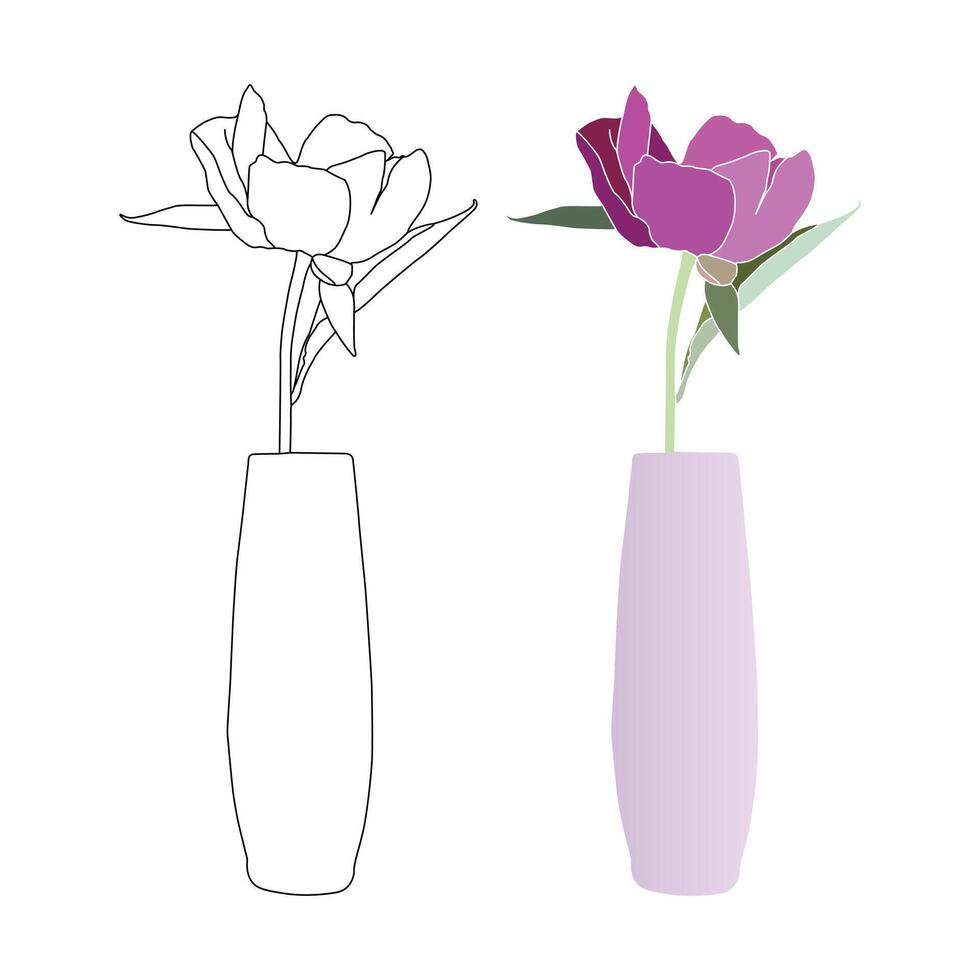 Pink rose in a vase vector
