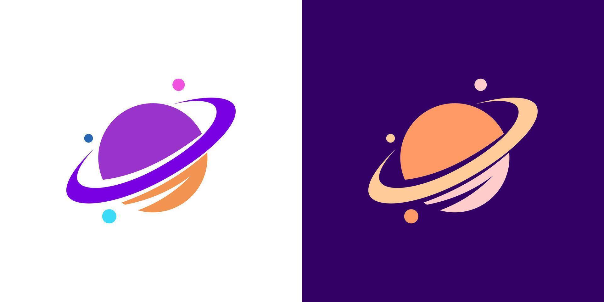 Saturn Planet icon logo background . Purple color abstract graphic vector