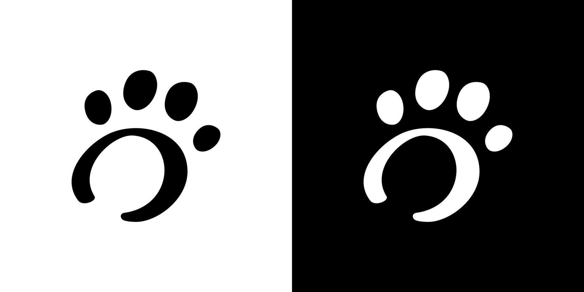Paw icon abstract . Pet footprint cat dog puppy logo vector