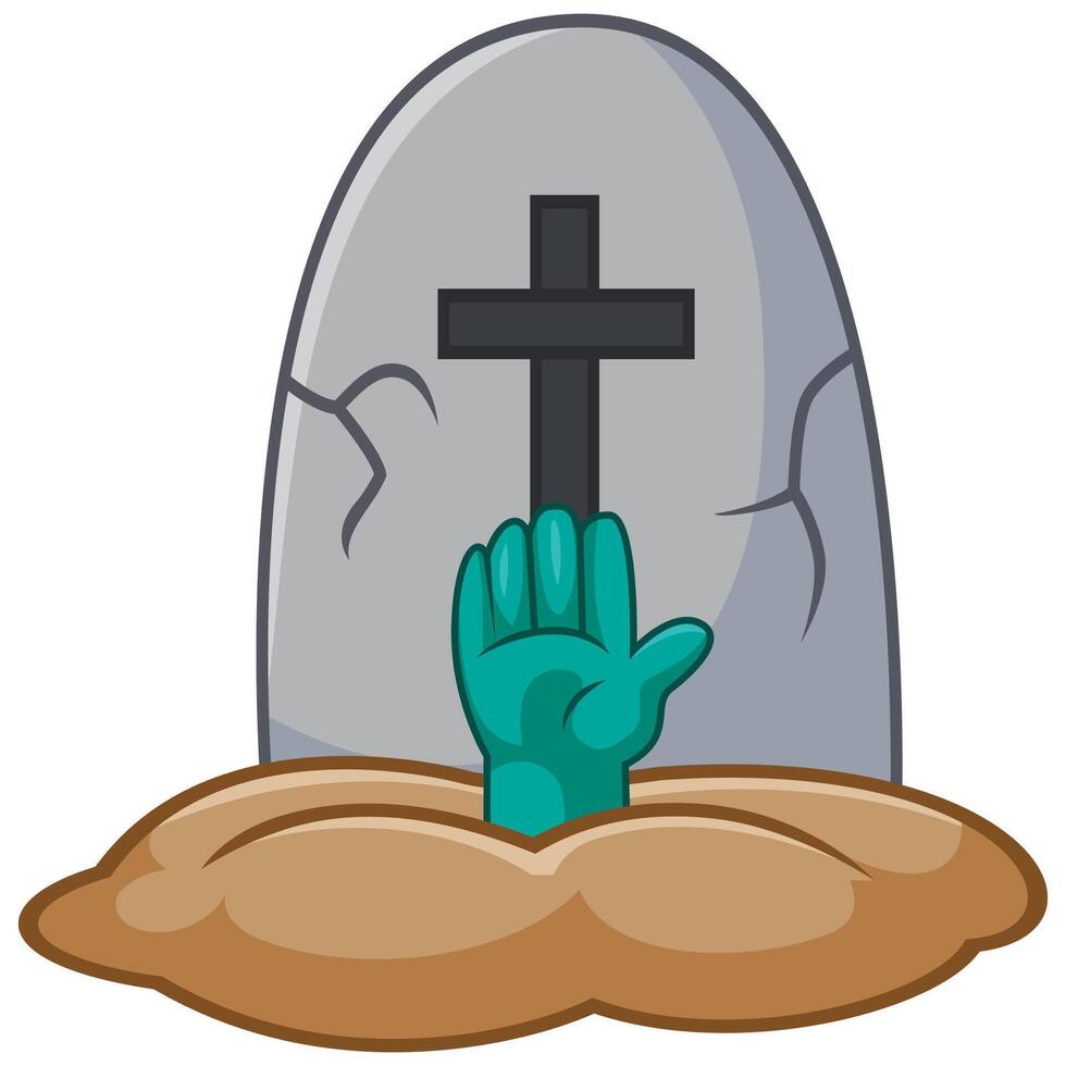 Cartoon zombie hand out of ground vector