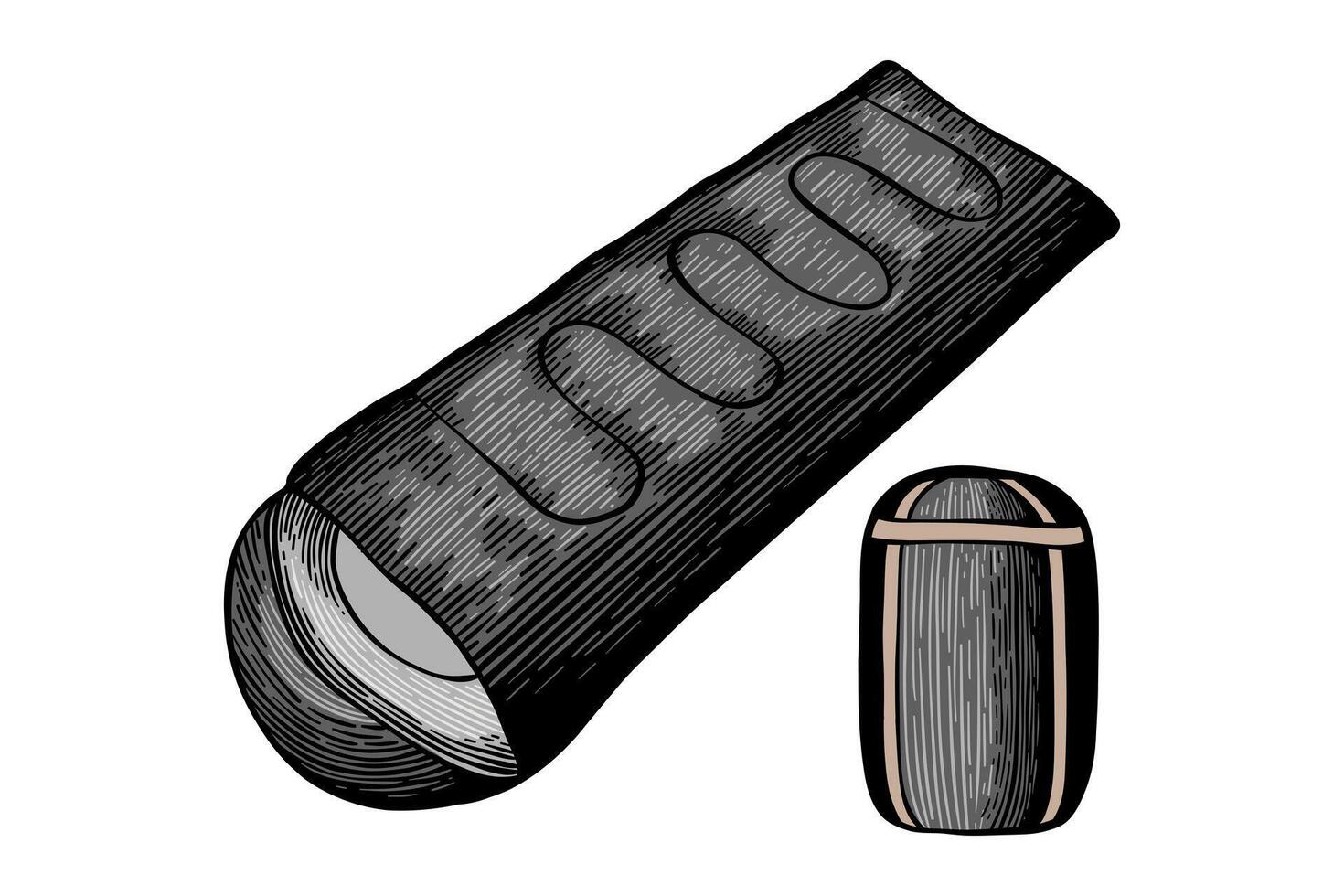 hand drawn sleeping bag colored illustration vector