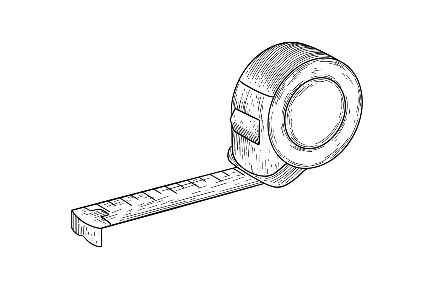 hand drawn black and white measuring tape illustration vector