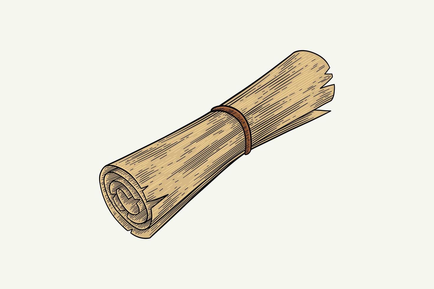 hand drawn vintage paper roll colored illustration vector