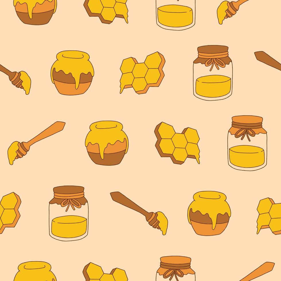 Collection of Honey Seamless Pattern illustration Design vector