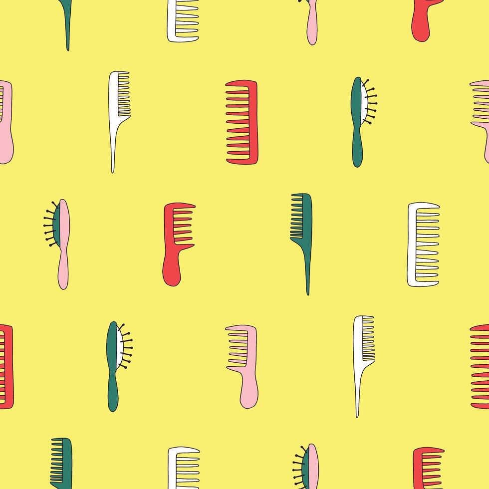 Collection of Hairbrush Seamless Pattern illustration Design vector