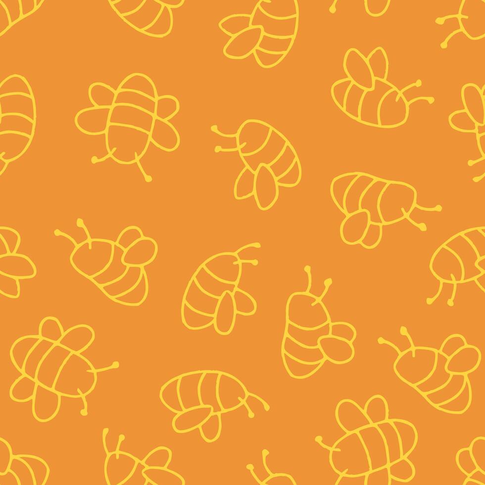 Outline Bunch of Bee Seamless Pattern illustration Design vector