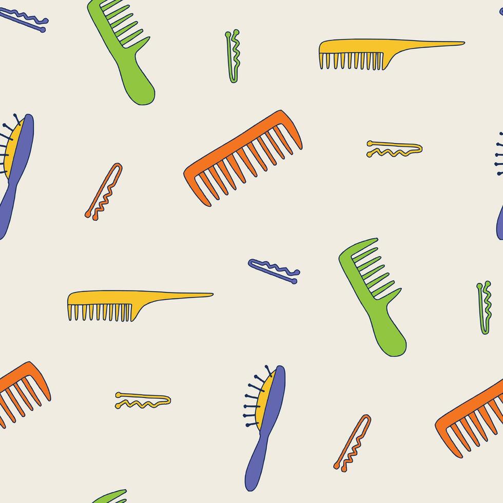 Hairbrush Hairpin Hair Seamless Pattern illustration Design vector