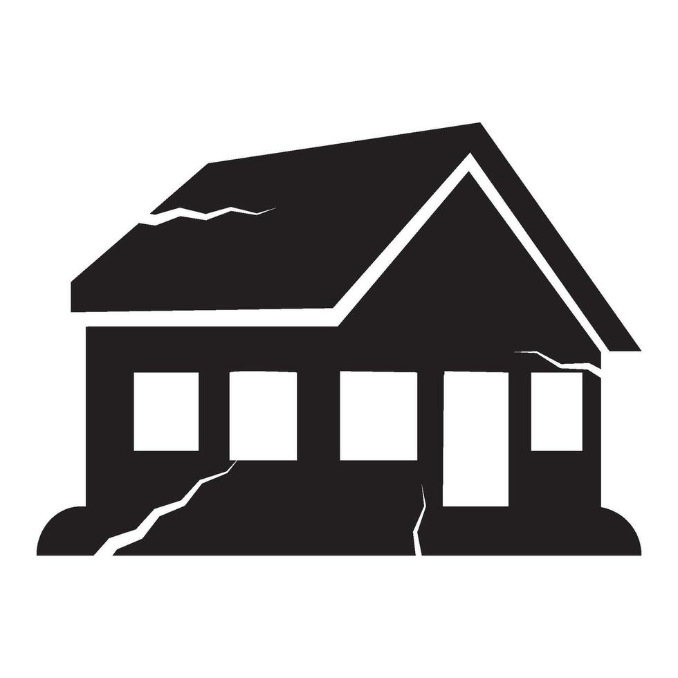 illustration of a building affected by an earthquake vector