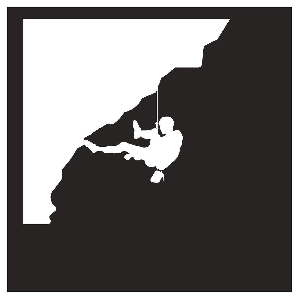 rock climbing icon isolated on black vector