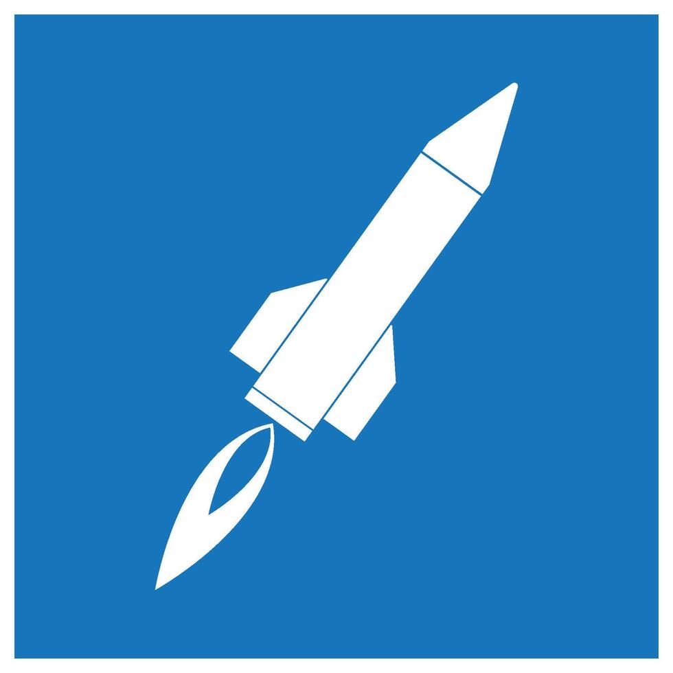 Illustration of a long-range missile icon on a blue background vector