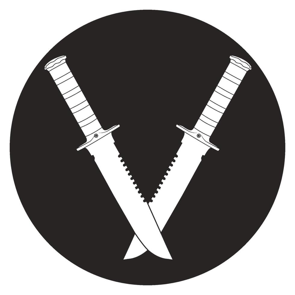 military knife on black background vector