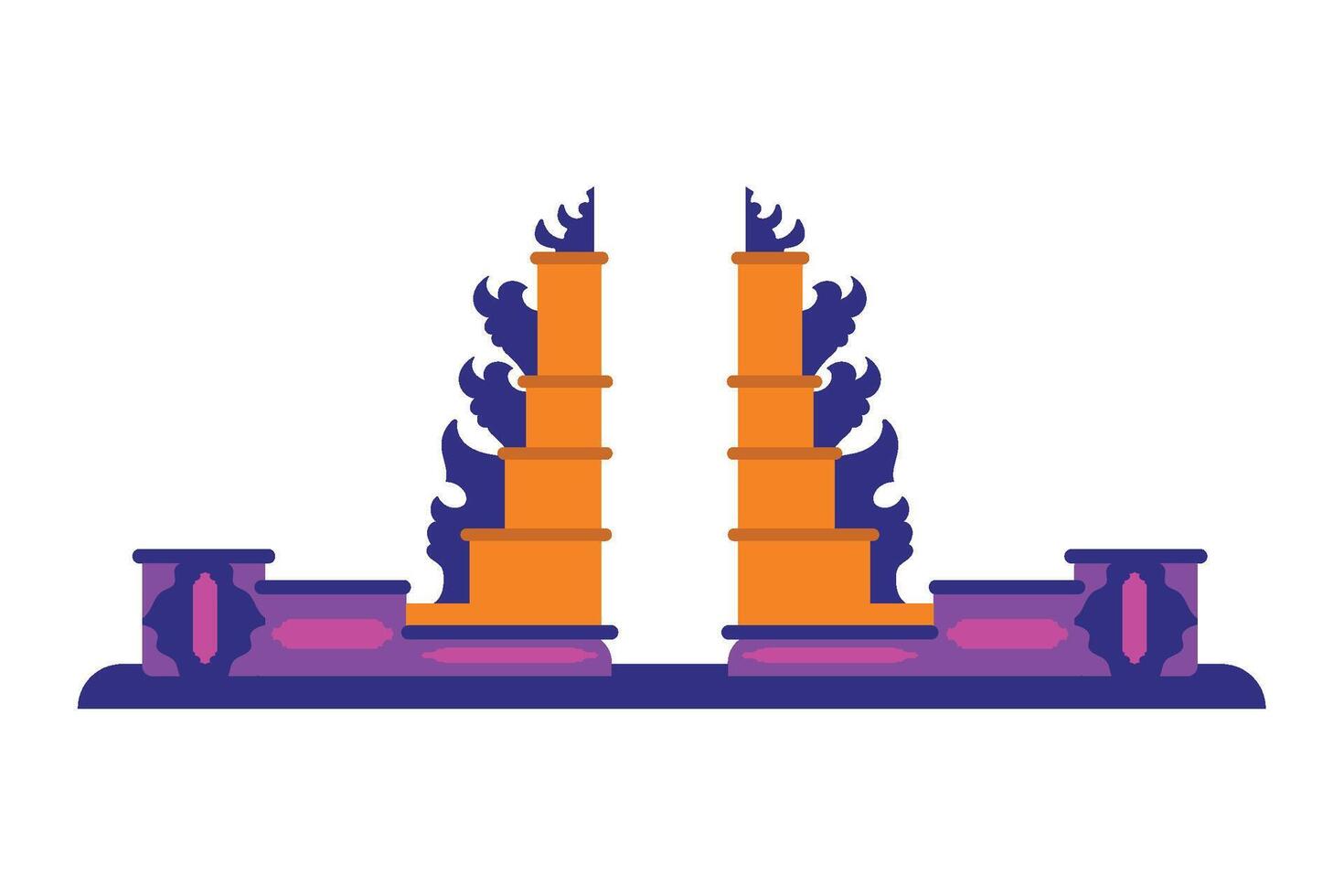 A pair of pillars with flames on them vector