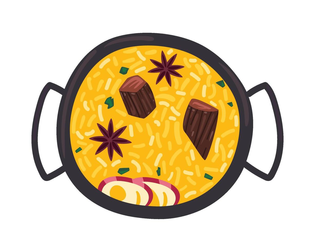 Spanish paella paella icon illustration vector