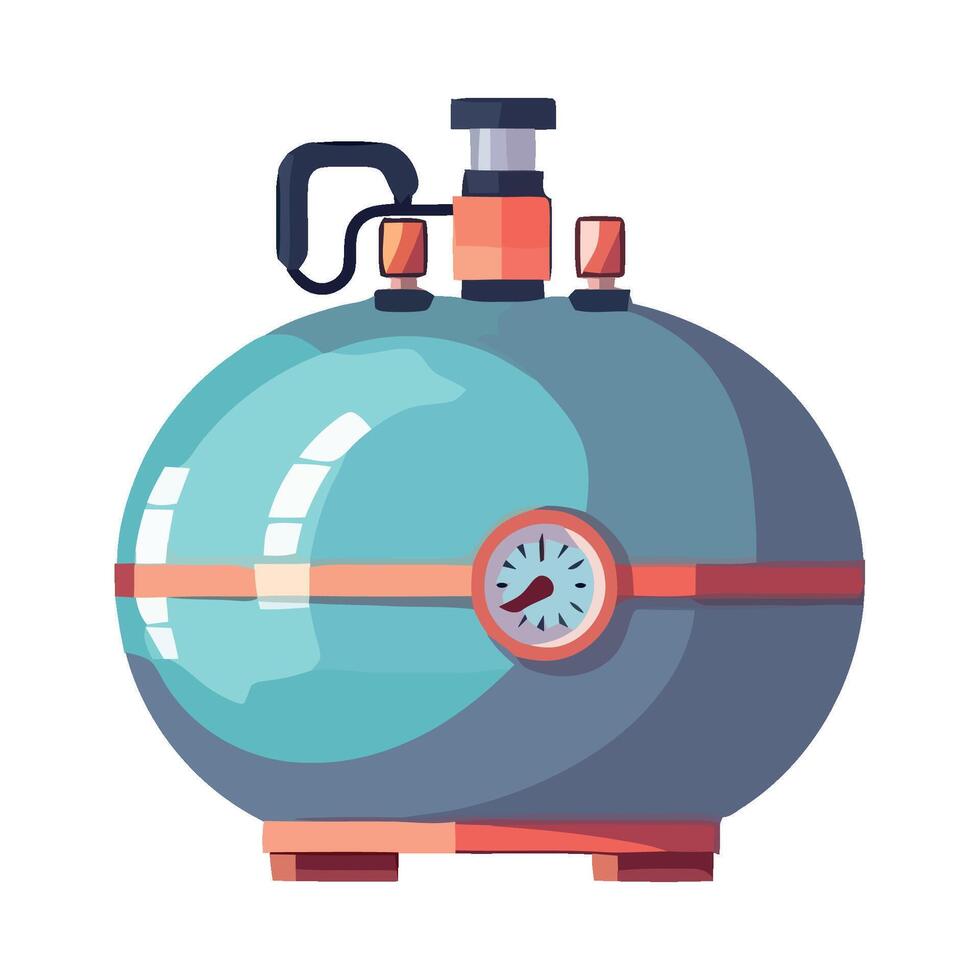An illustration of a blue tank with a clock on it vector