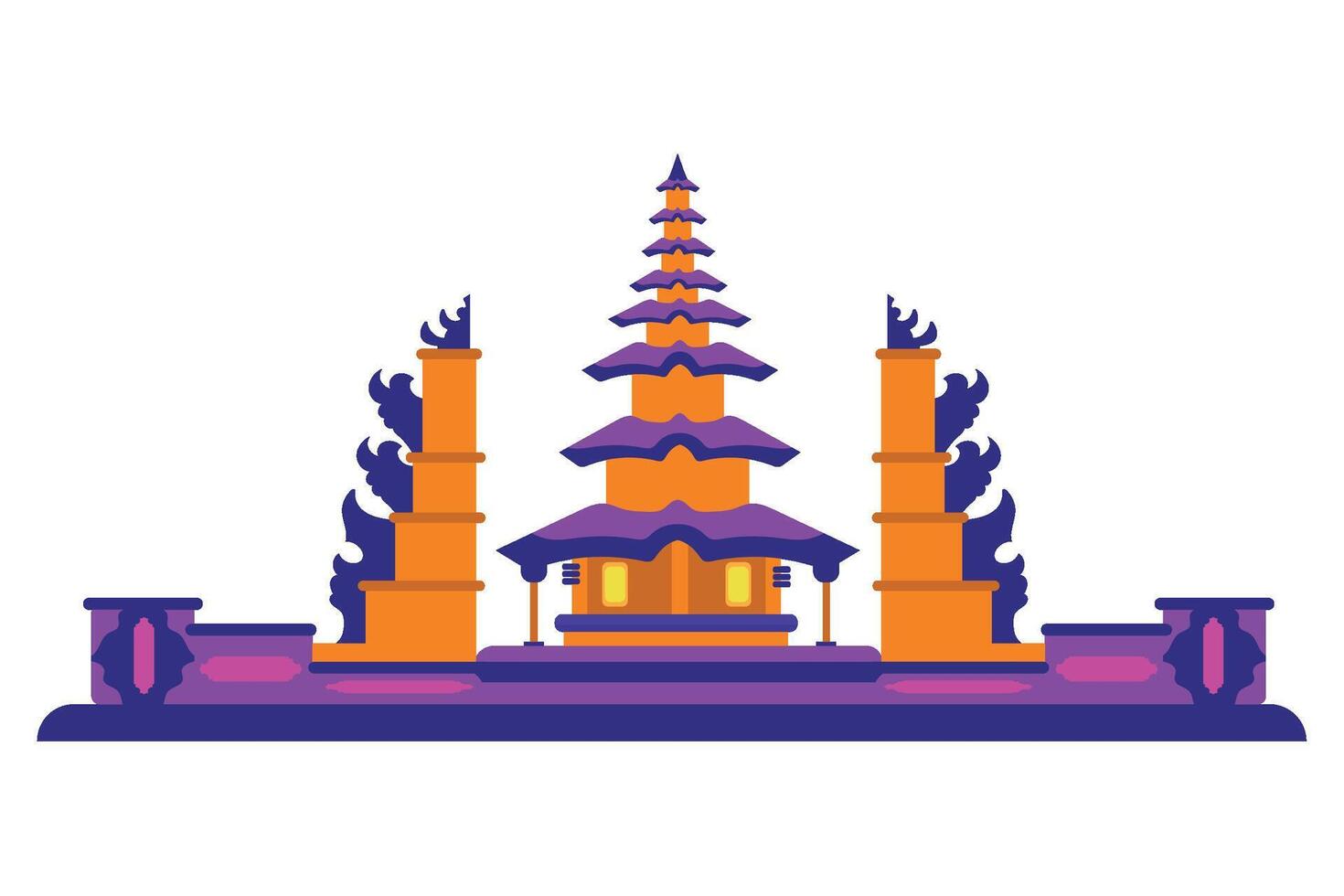 A temple with a tower and pillars vector