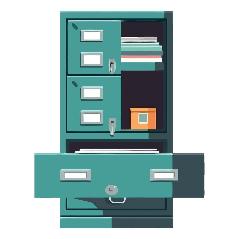 File cabinet with file folders and files vector