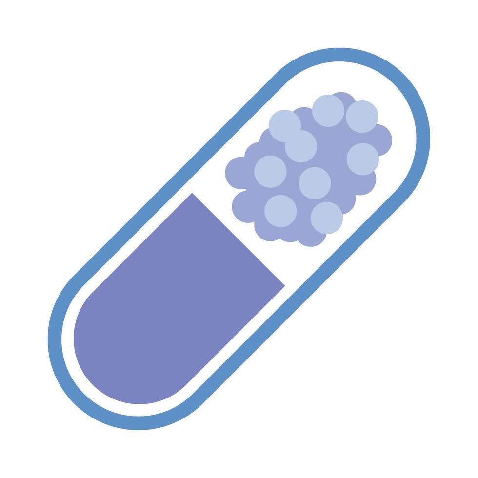 A capsule with a blue and white outline vector