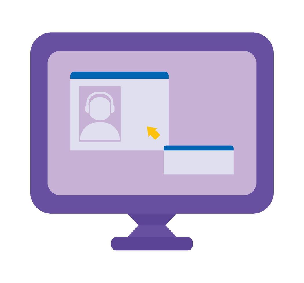 A computer monitor with a phone icon on it vector
