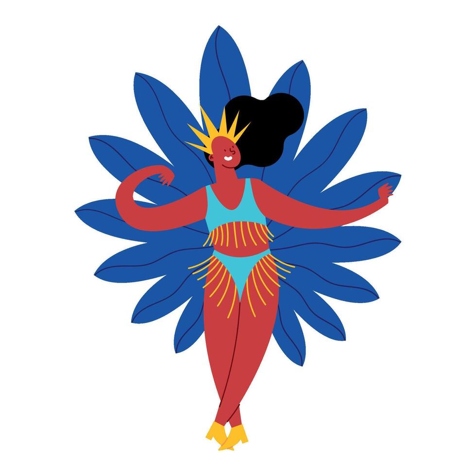 A woman in a bikini with a flower on her head vector