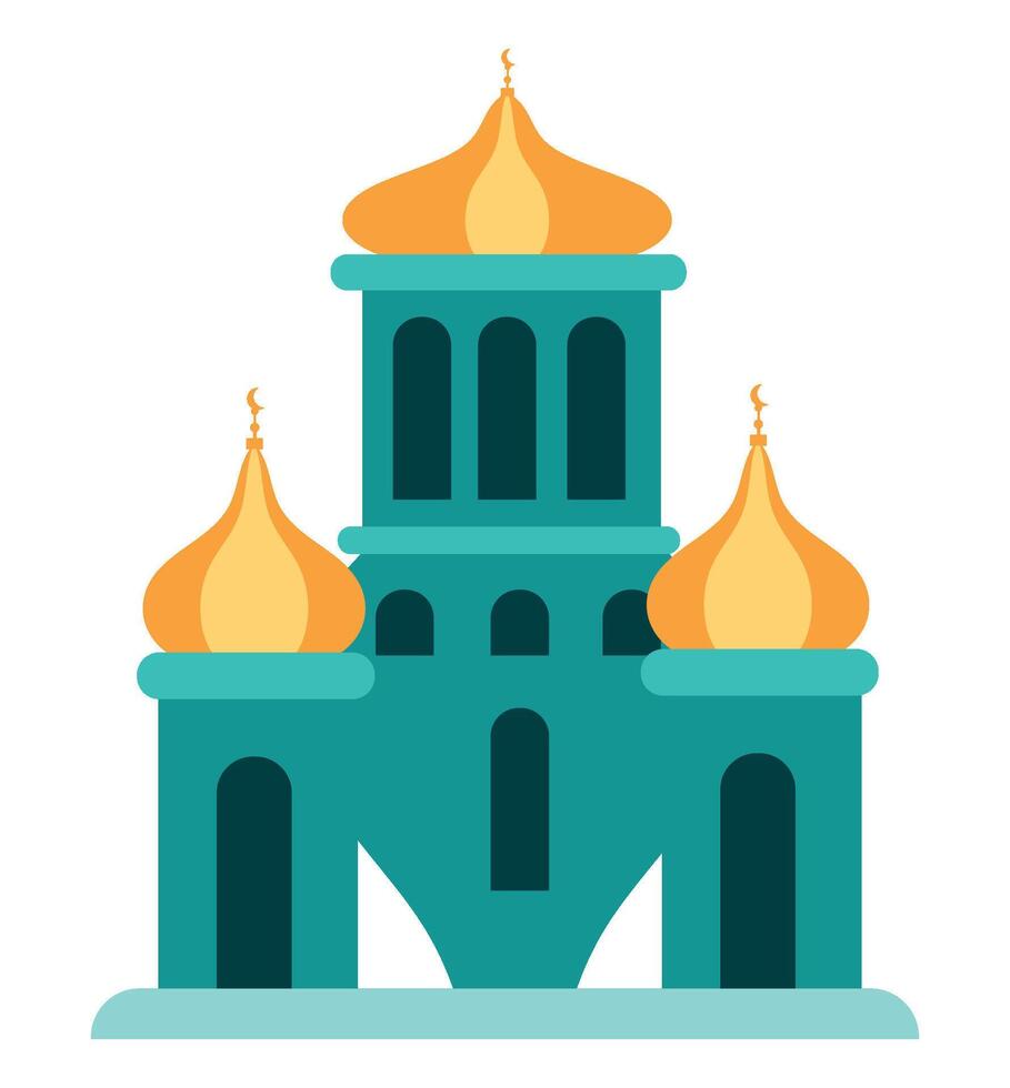 A church with golden domes on top vector