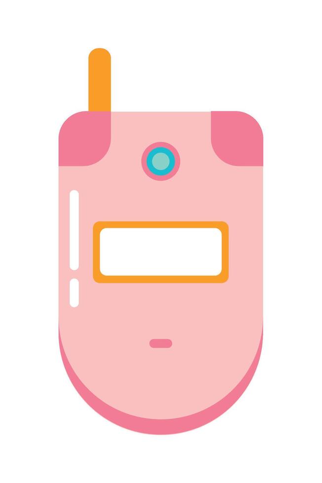 A pink phone with a blue button on it vector