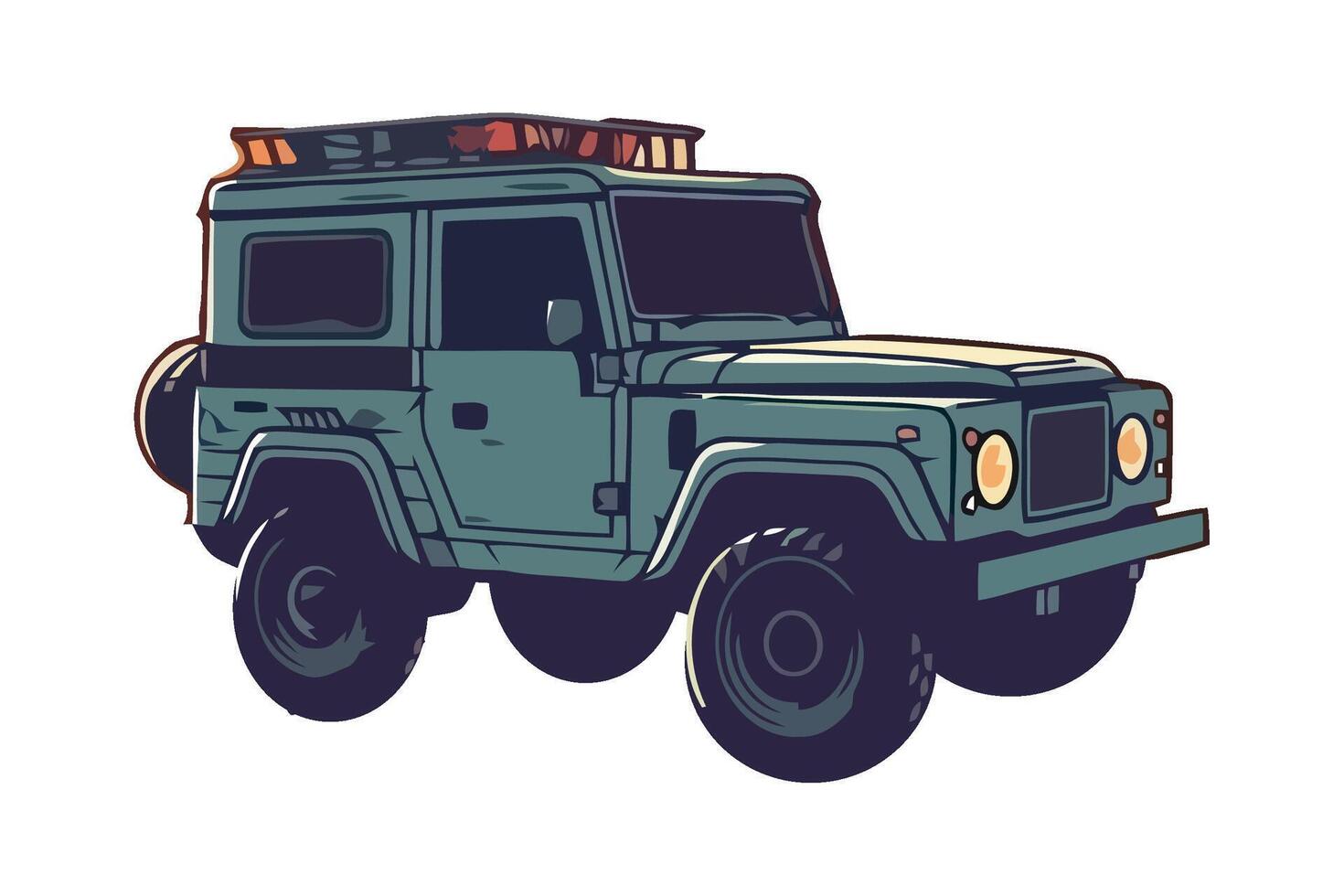 A cartoon of a land rover with a roof rack vector