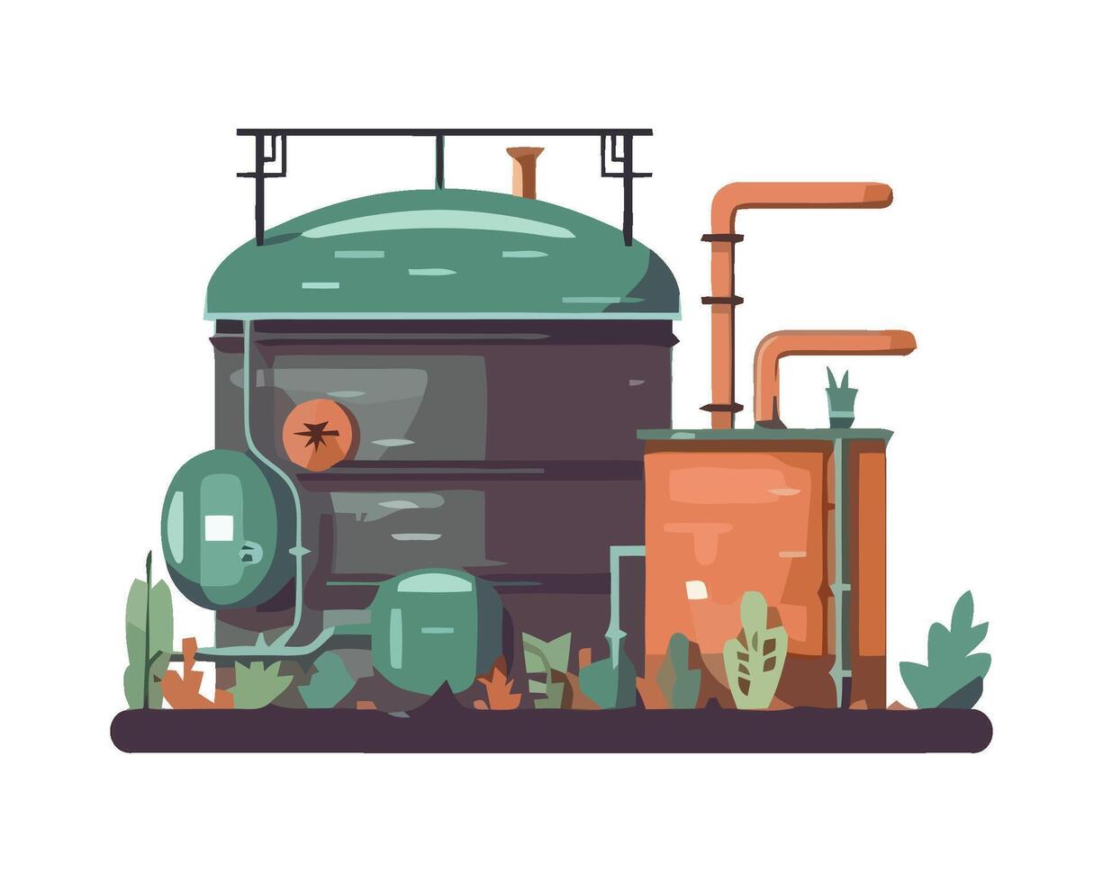 Oil refinery, oil tank, oil pipeline, oil storage illustration vector