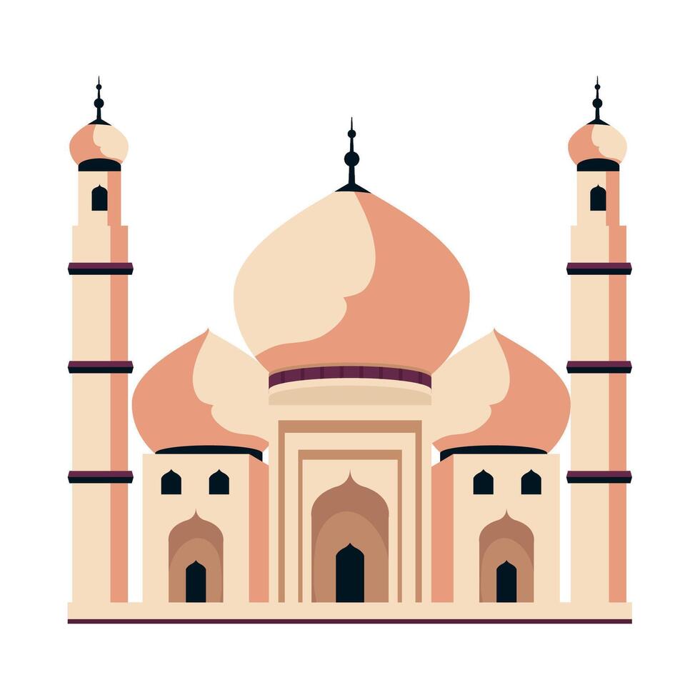 An illustration of a mosque with two minarets vector