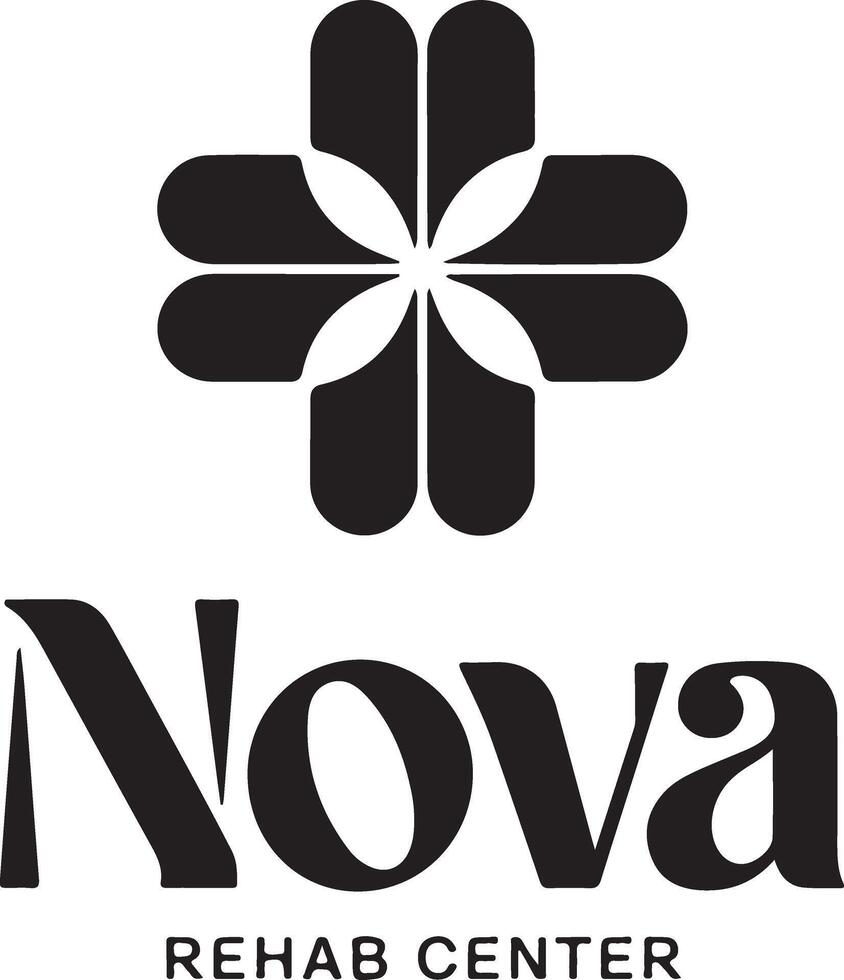 A logo for a rehab center with the text nova vector