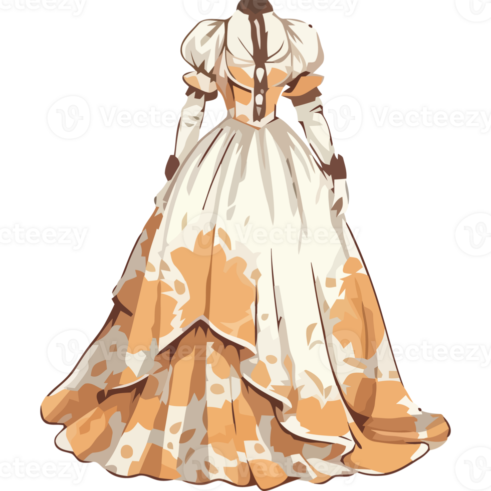 An anime style dress with a white and orange flower pattern png