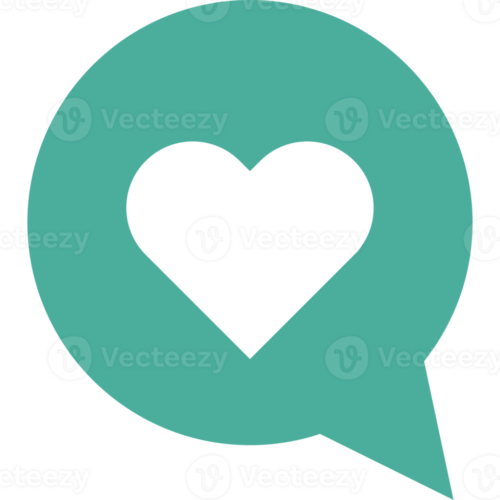 A heart in a speech bubble on a black background png
