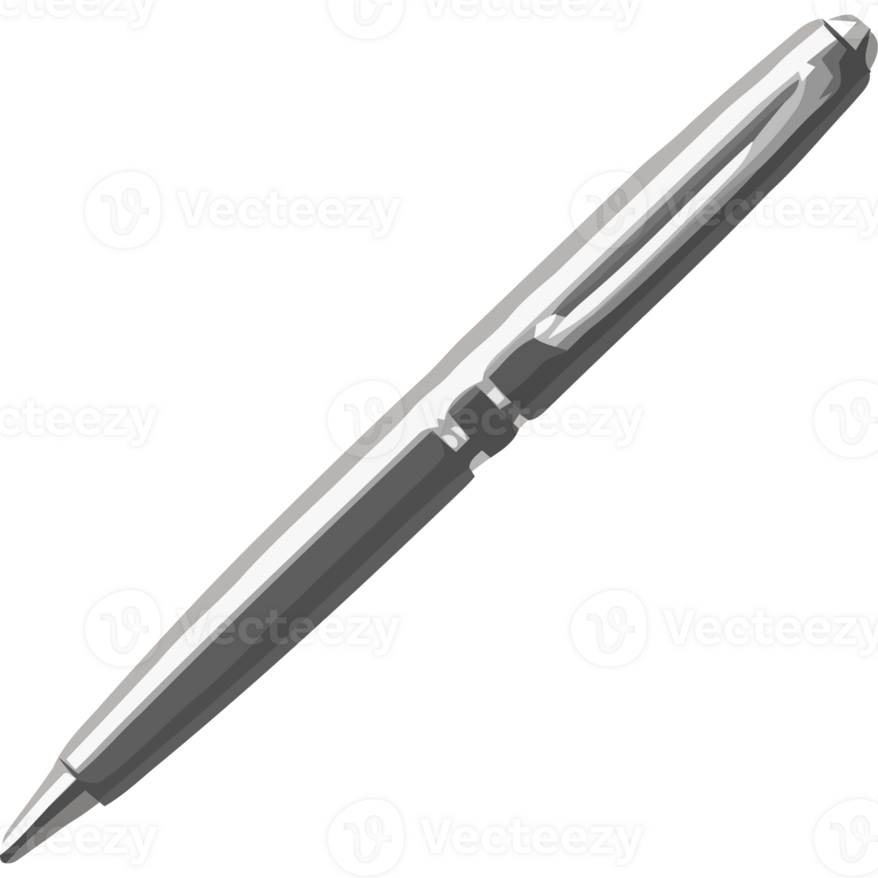 A silver pen on a black background png