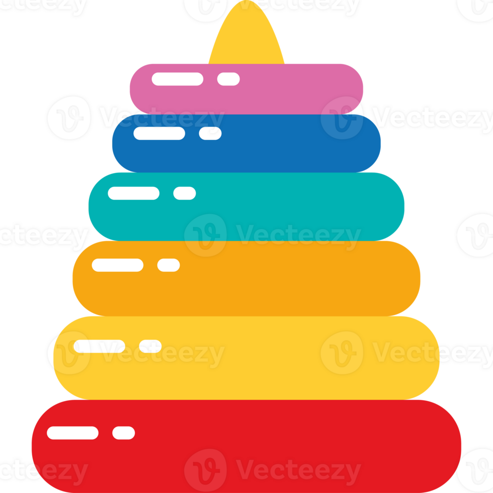 A colorful stack of toys on a black background png