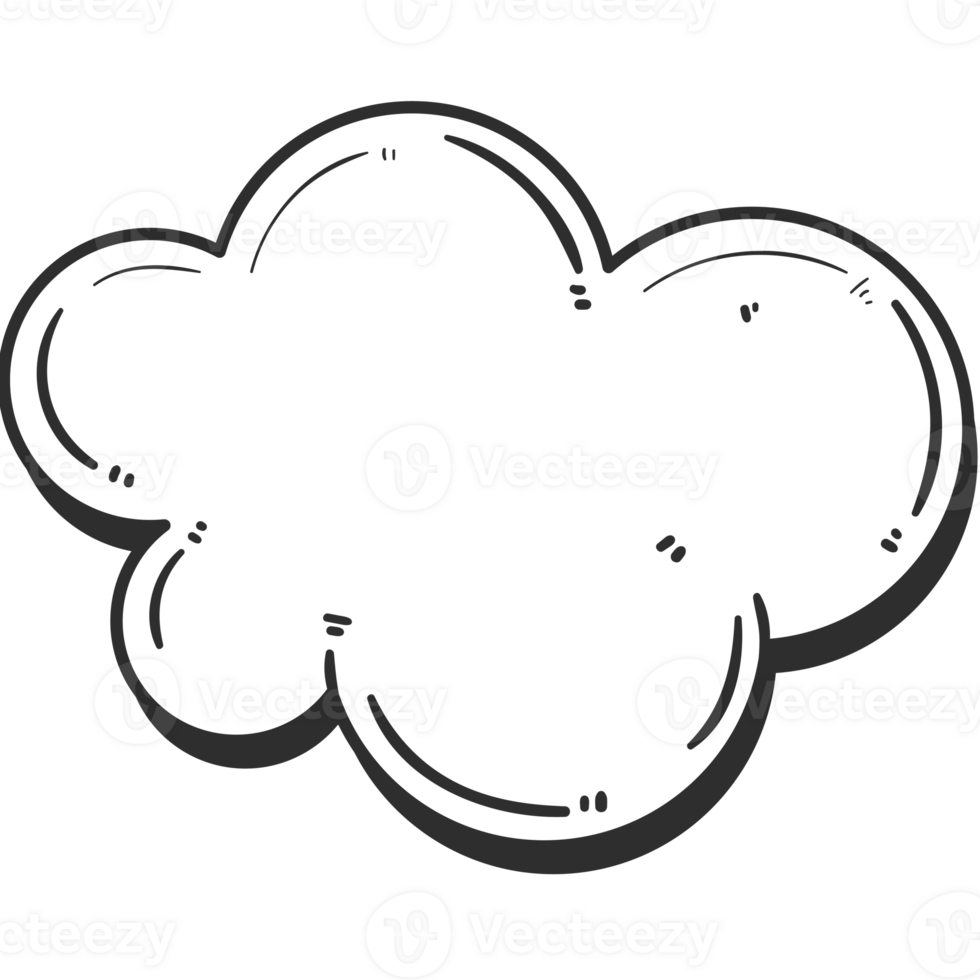 A black cloud with a white outline on a black background png