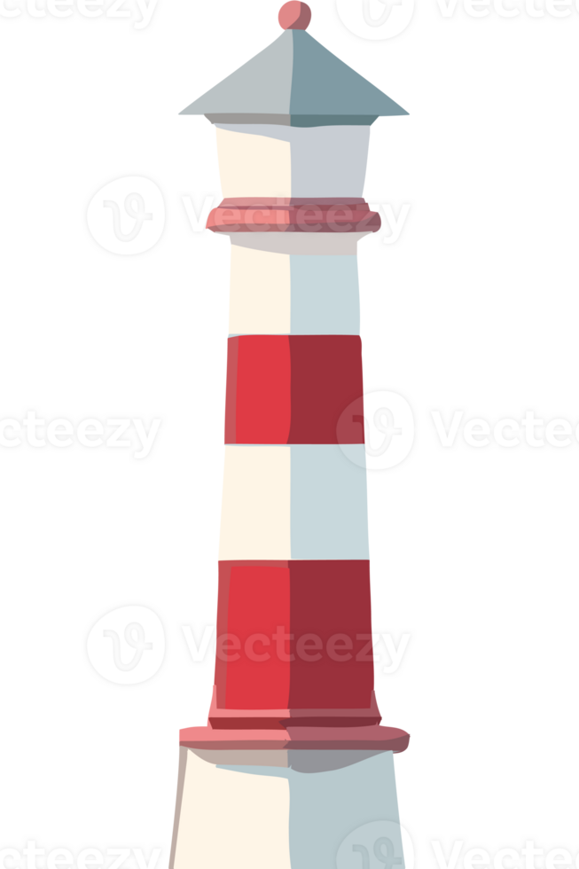 A red and white lighthouse with a black background png