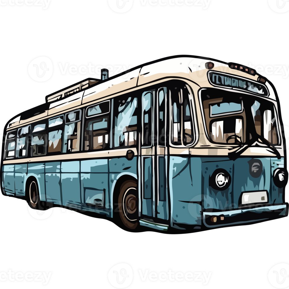 An illustration of a vintage bus on a black background png