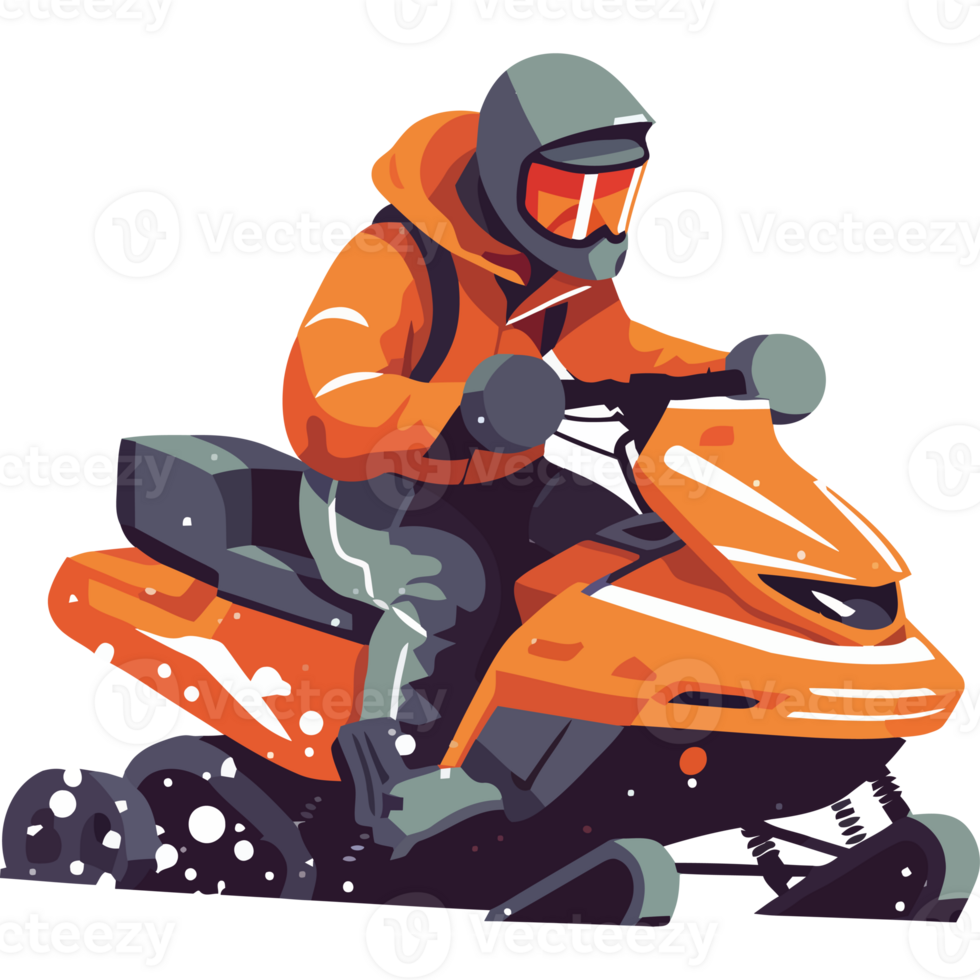 Snowmobile rider in orange and black png