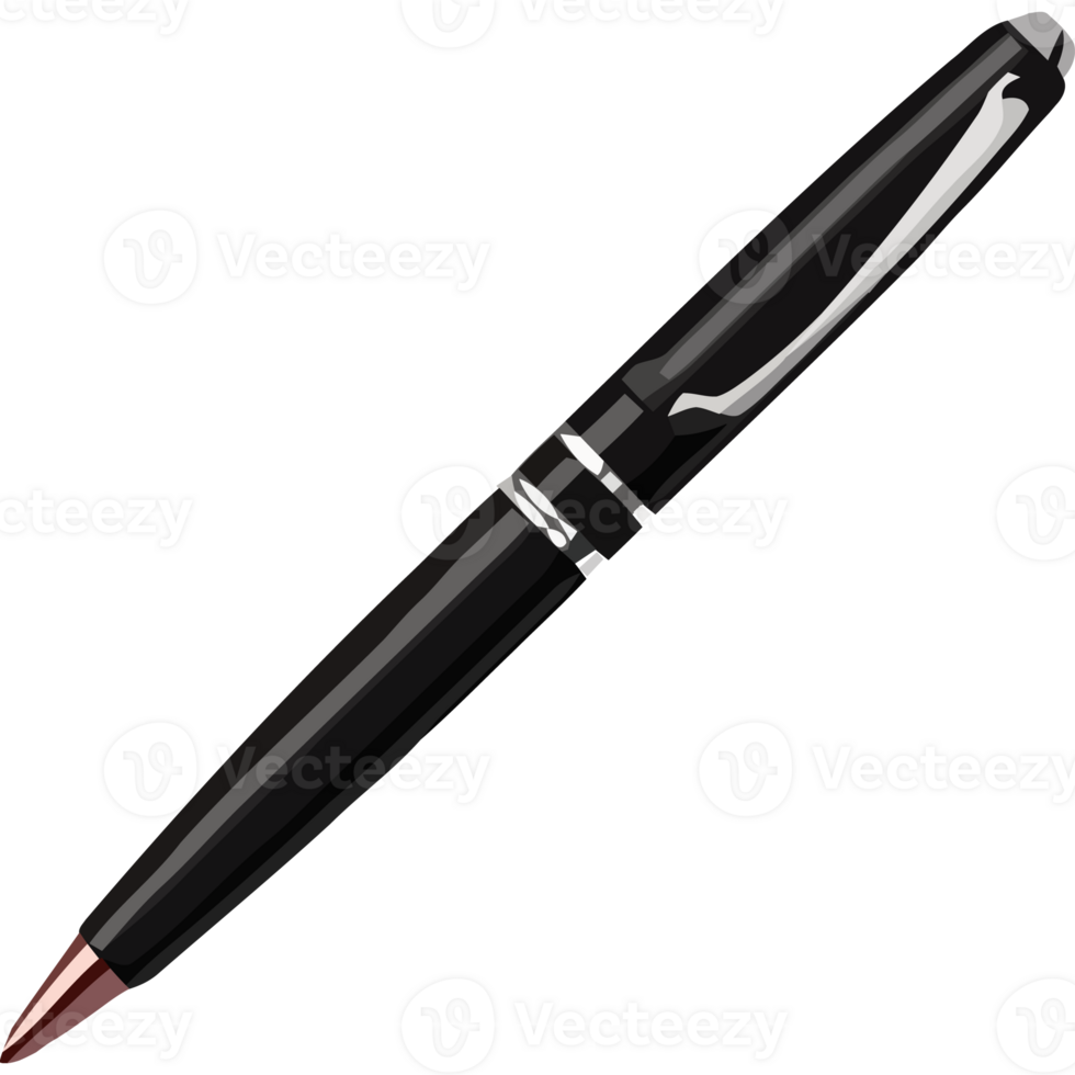 A black pen with a red tip on a black background png