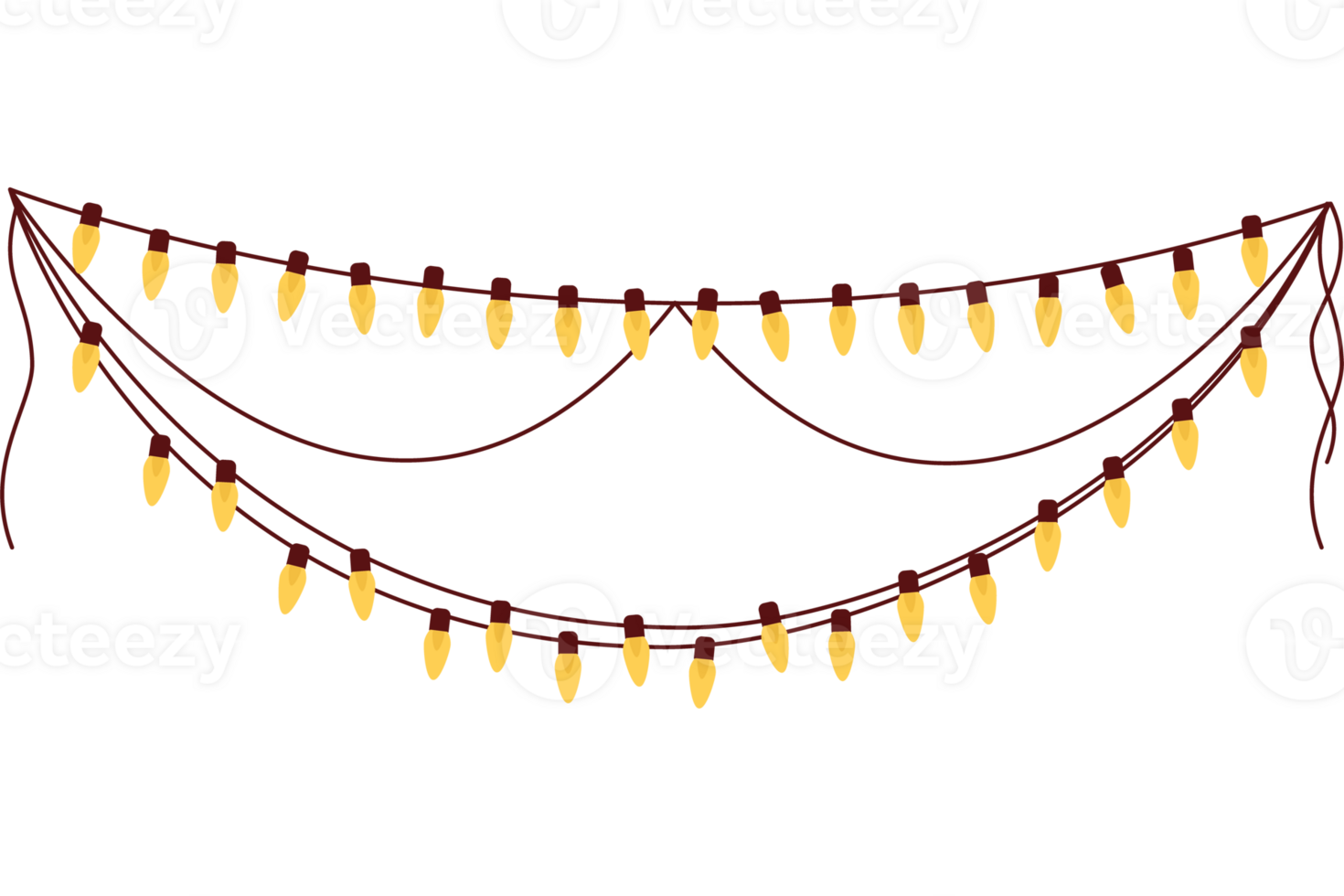 A string of lights hanging from a black background png